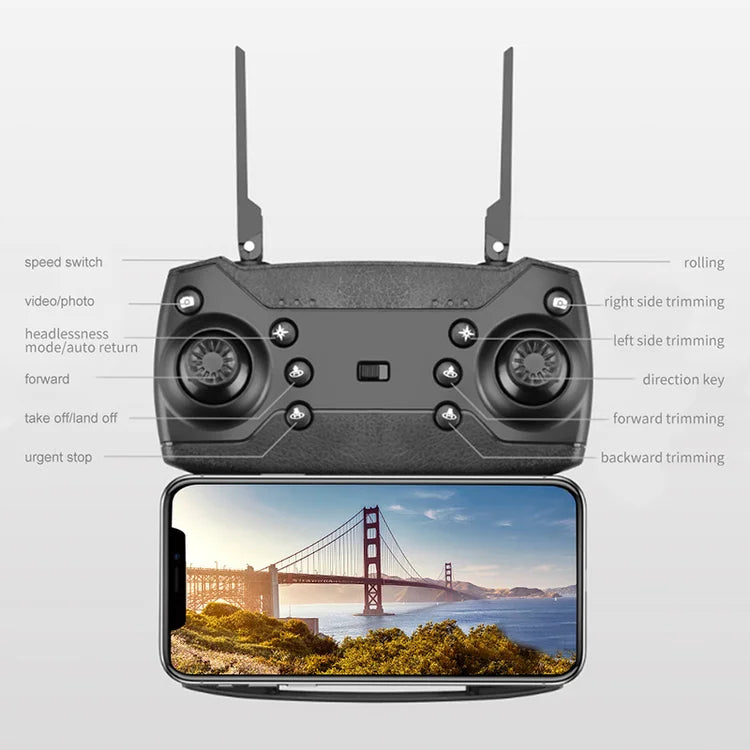 Drone 4k HD Wide-Angle Dual Camera 1080P